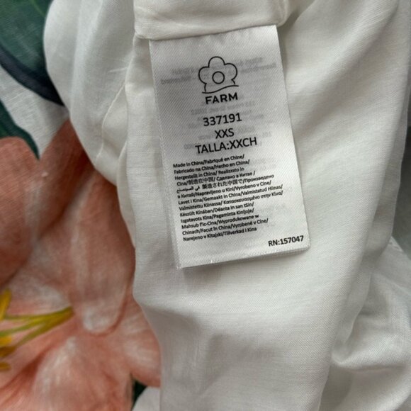 🆕 FARM Rio 🧿 NWOT Midnight Macaw Fiesta Linen Puff-Sleeve Midi Dress, Sz XXS - Picture 15 of 16